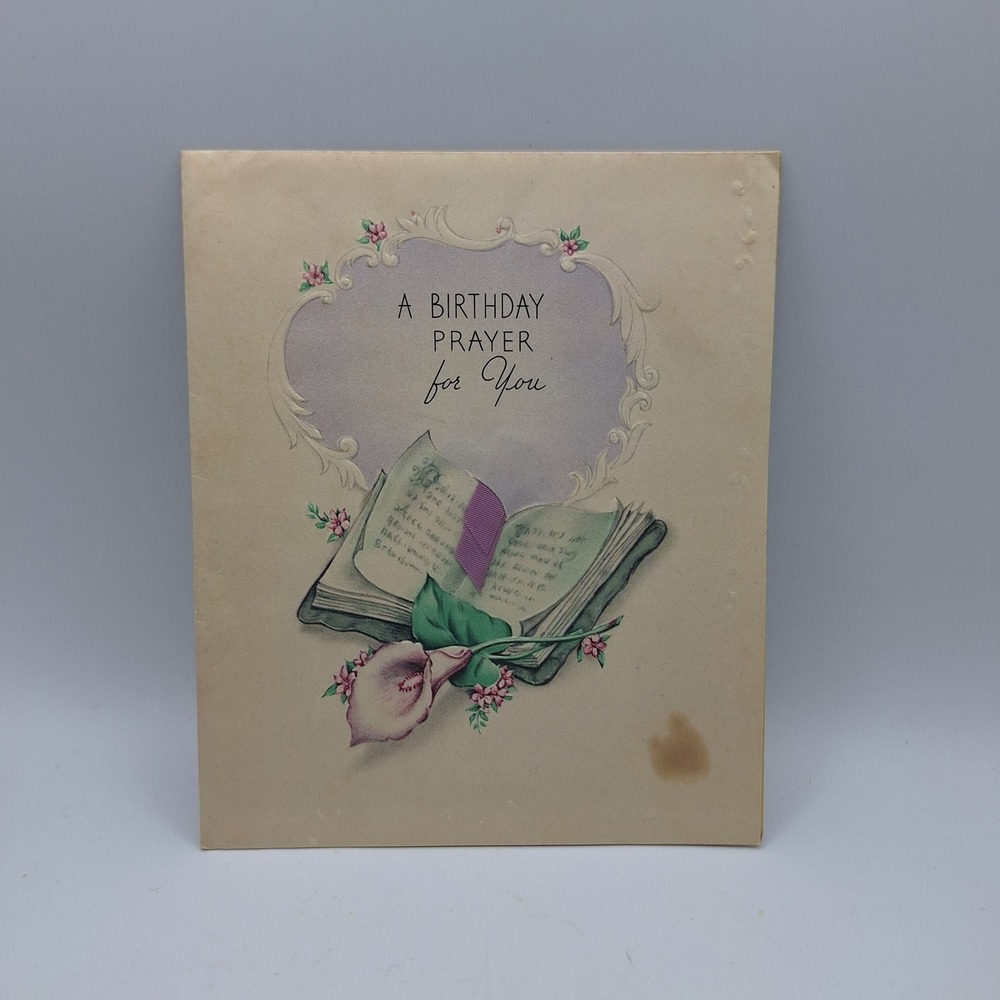 Vintage American Greetings Birthday Prayer Card Scripture Religious Blessing